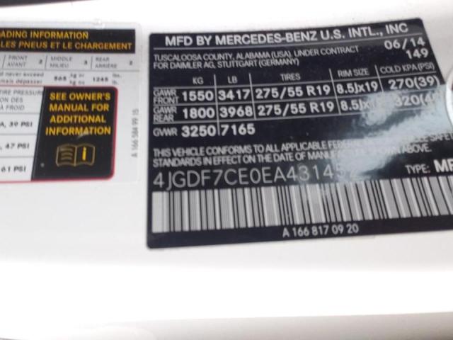 Photo 9 VIN: 4JGDF7CE0EA431452 - MERCEDES-BENZ GL 450 4MA 