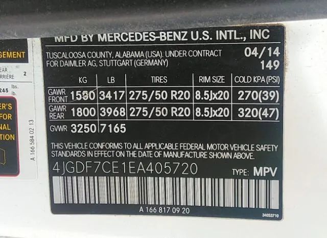 Photo 8 VIN: 4JGDF7CE1EA405720 - MERCEDES-BENZ GL-CLASS 