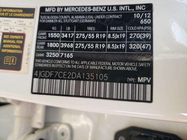 Photo 9 VIN: 4JGDF7CE2DA135105 - MERCEDES-BENZ GL 450 4MA 