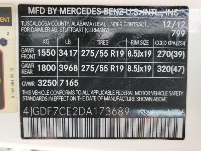 Photo 13 VIN: 4JGDF7CE2DA173689 - MERCEDES-BENZ GL 450 4MA 