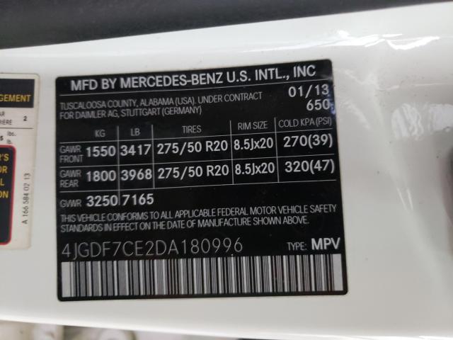 Photo 9 VIN: 4JGDF7CE2DA180996 - MERCEDES-BENZ GL 450 4MA 