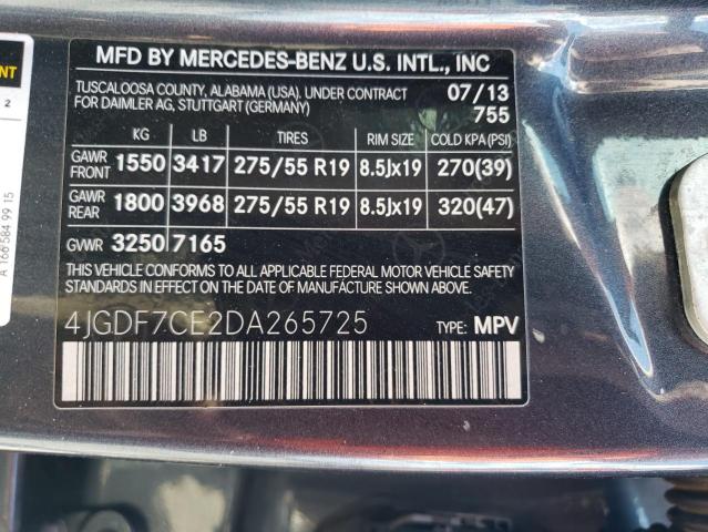 Photo 12 VIN: 4JGDF7CE2DA265725 - MERCEDES-BENZ GL-CLASS 