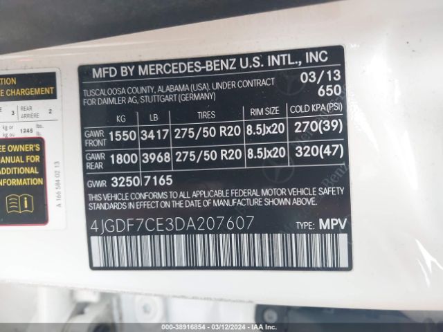 Photo 8 VIN: 4JGDF7CE3DA207607 - MERCEDES-BENZ GL 450 