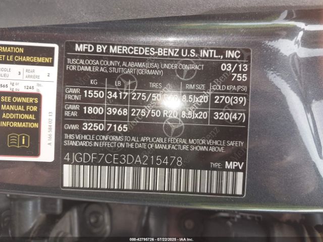 Photo 8 VIN: 4JGDF7CE3DA215478 - MERCEDES-BENZ GL-CLASS 