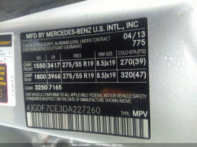 Photo 8 VIN: 4JGDF7CE3DA227260 - MERCEDES-BENZ GL-CLASS 