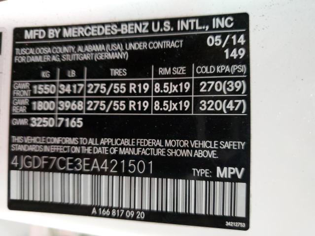 Photo 12 VIN: 4JGDF7CE3EA421501 - MERCEDES-BENZ GL 450 4MA 