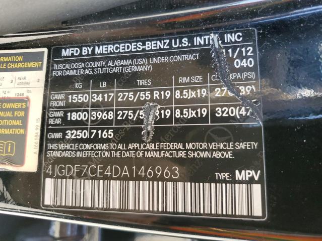 Photo 12 VIN: 4JGDF7CE4DA146963 - MERCEDES-BENZ GL 450 4MA 