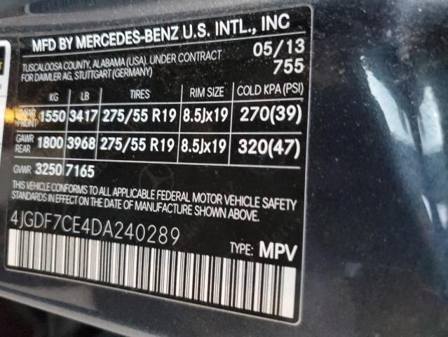 Photo 11 VIN: 4JGDF7CE4DA240289 - MERCEDES-BENZ GL 450 4MA 