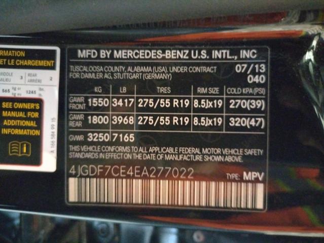 Photo 11 VIN: 4JGDF7CE4EA277022 - MERCEDES-BENZ GL 450 4MA 