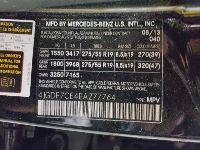 Photo 9 VIN: 4JGDF7CE4EA277764 - MERCEDES-BENZ GL 450 4MA 