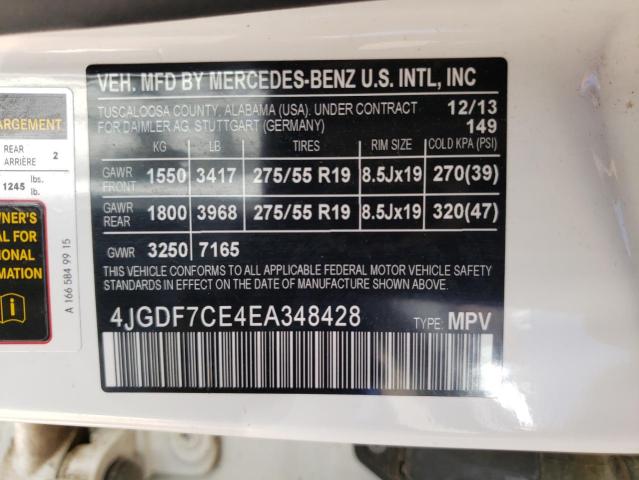 Photo 12 VIN: 4JGDF7CE4EA348428 - MERCEDES-BENZ GL 450 4MA 