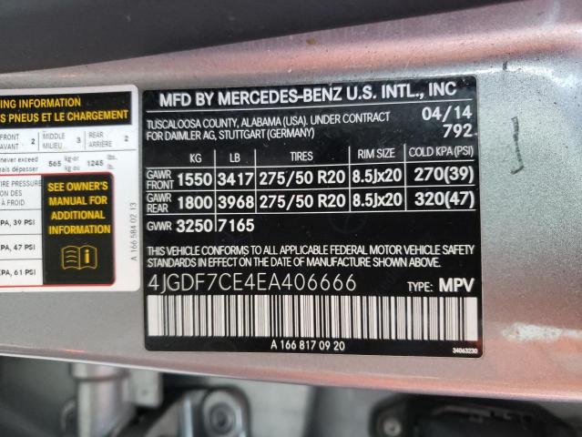 Photo 9 VIN: 4JGDF7CE4EA406666 - MERCEDES-BENZ GL 450 4MA 