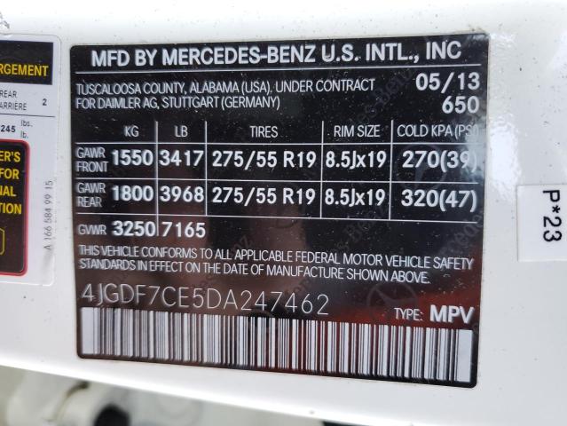 Photo 12 VIN: 4JGDF7CE5DA247462 - MERCEDES-BENZ GL-CLASS 