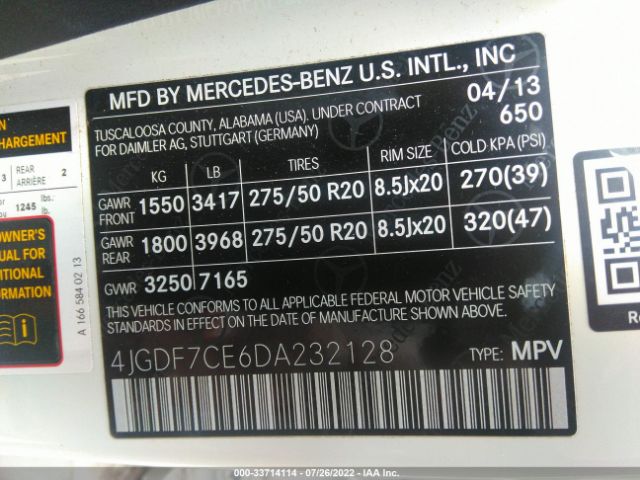 Photo 8 VIN: 4JGDF7CE6DA232128 - MERCEDES-BENZ GL-CLASS 