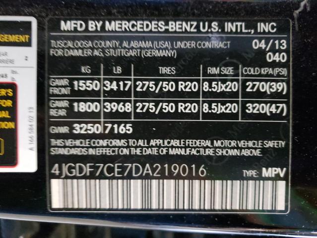 Photo 12 VIN: 4JGDF7CE7DA219016 - MERCEDES-BENZ GL 450 4MA 