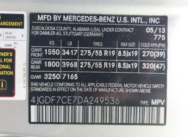 Photo 8 VIN: 4JGDF7CE7DA249536 - MERCEDES-BENZ GL-CLASS 