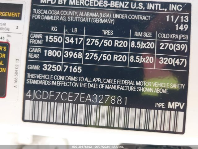 Photo 8 VIN: 4JGDF7CE7EA327881 - MERCEDES-BENZ GL-CLASS 