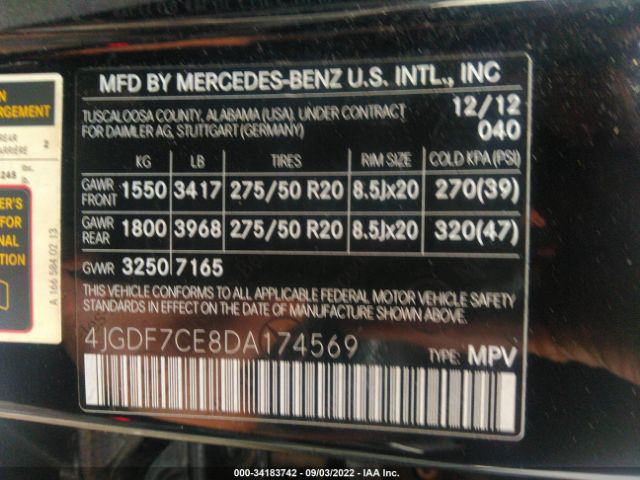 Photo 8 VIN: 4JGDF7CE8DA174569 - MERCEDES-BENZ GL-CLASS 