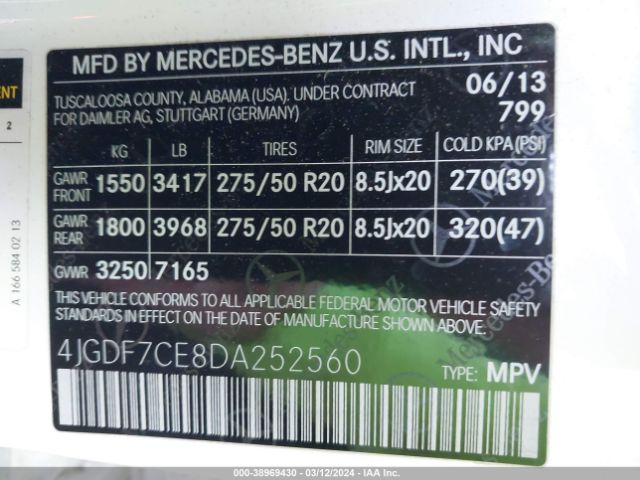 Photo 8 VIN: 4JGDF7CE8DA252560 - MERCEDES-BENZ GL-CLASS 