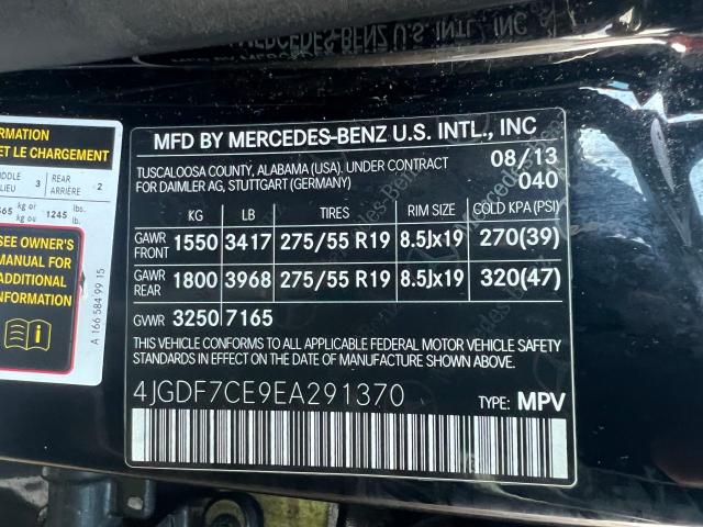 Photo 9 VIN: 4JGDF7CE9EA291370 - MERCEDES-BENZ GL 450 4MA 