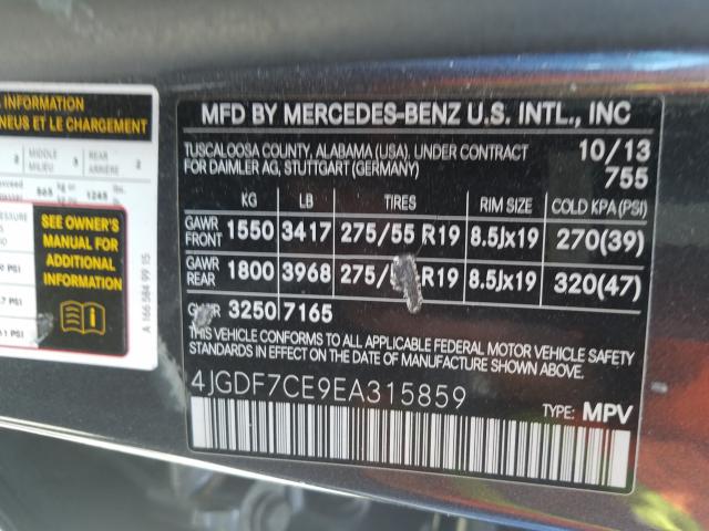 Photo 9 VIN: 4JGDF7CE9EA315859 - MERCEDES-BENZ GL 450 4MA 