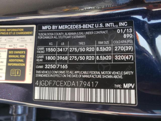 Photo 9 VIN: 4JGDF7CEXDA179417 - MERCEDES-BENZ GL 450 4MA 