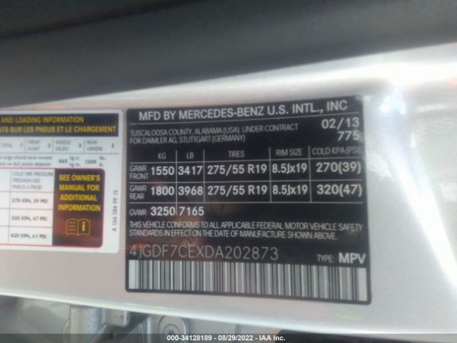 Photo 8 VIN: 4JGDF7CEXDA202873 - MERCEDES-BENZ GL-CLASS 