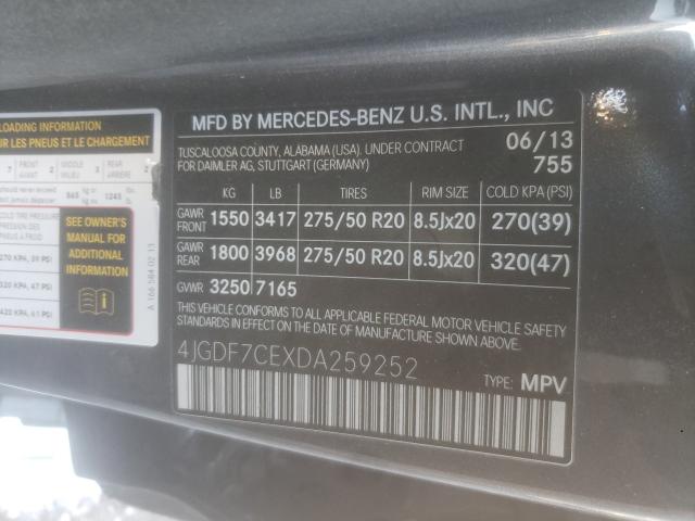 Photo 9 VIN: 4JGDF7CEXDA259252 - MERCEDES-BENZ GL 450 4MA 