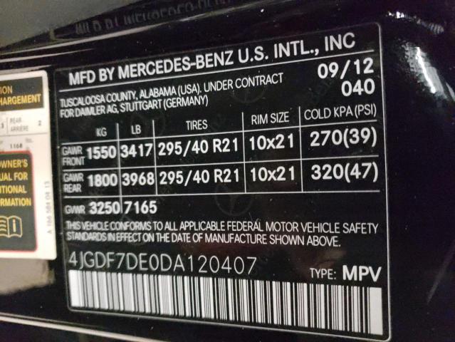 Photo 9 VIN: 4JGDF7DE0DA120407 - MERCEDES-BENZ GL 550 4MA 