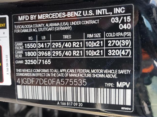 Photo 12 VIN: 4JGDF7DE0FA575535 - MERCEDES-BENZ GL 550 4MA 