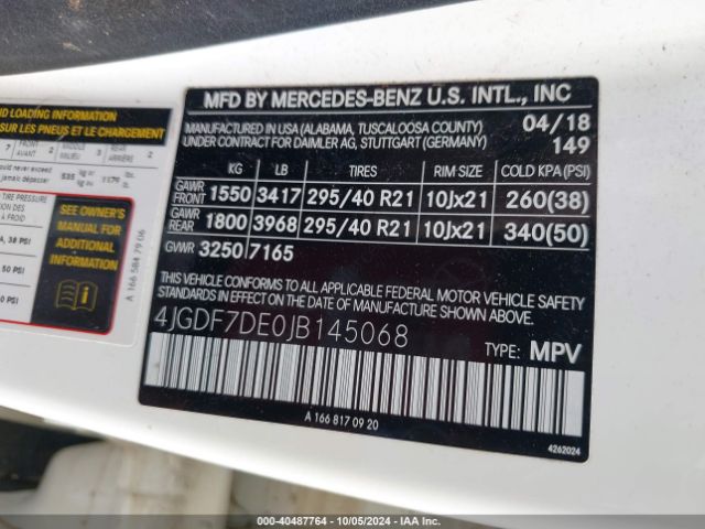 Photo 8 VIN: 4JGDF7DE0JB145068 - MERCEDES-BENZ GLS-CLASS 