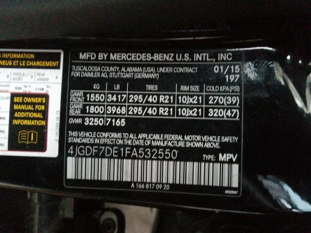 Photo 9 VIN: 4JGDF7DE1FA532550 - MERCEDES-BENZ GL 550 4MA 