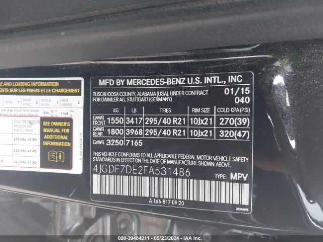 Photo 8 VIN: 4JGDF7DE2FA531486 - MERCEDES-BENZ GL 550 