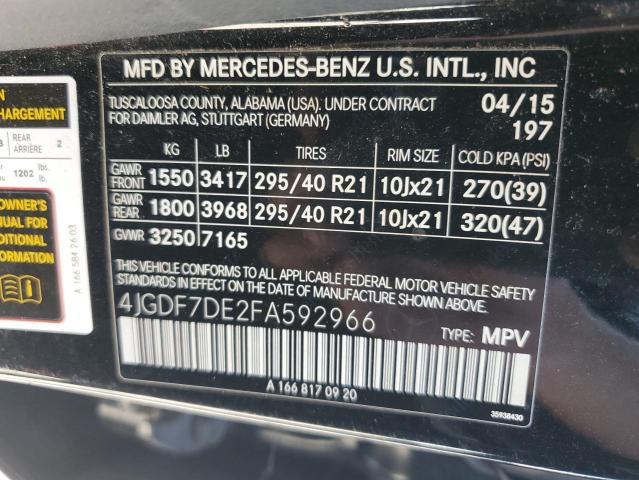 Photo 13 VIN: 4JGDF7DE2FA592966 - MERCEDES-BENZ GL 550 4MA 