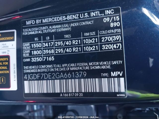 Photo 8 VIN: 4JGDF7DE2GA661379 - MERCEDES-BENZ GL-CLASS 