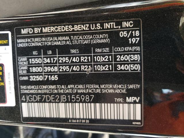 Photo 12 VIN: 4JGDF7DE2JB155987 - MERCEDES-BENZ GLS 550 4M 