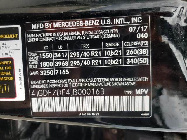 Photo 9 VIN: 4JGDF7DE4JB000163 - MERCEDES-BENZ GLS 550 4M 