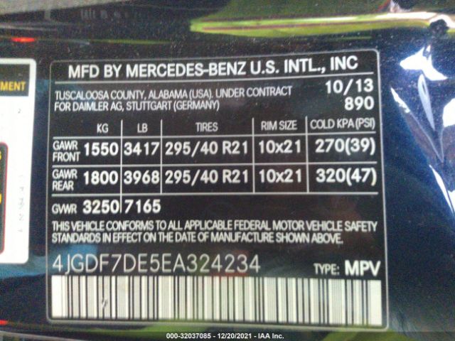 Photo 8 VIN: 4JGDF7DE5EA324234 - MERCEDES-BENZ GL-CLASS 