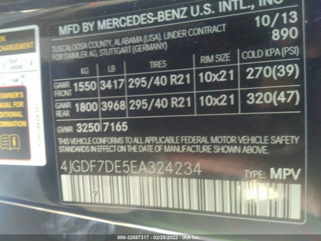 Photo 8 VIN: 4JGDF7DE5EA324234 - MERCEDES-BENZ GL-CLASS 