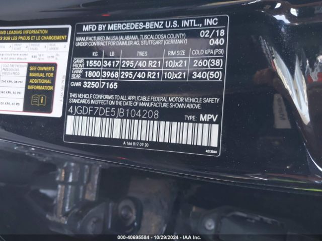 Photo 8 VIN: 4JGDF7DE5JB104208 - MERCEDES-BENZ GLS-CLASS 