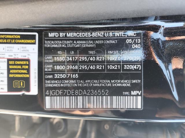 Photo 9 VIN: 4JGDF7DE8DA236552 - MERCEDES-BENZ GL-CLASS 