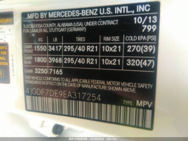 Photo 8 VIN: 4JGDF7DE9EA317254 - MERCEDES-BENZ GL 550 