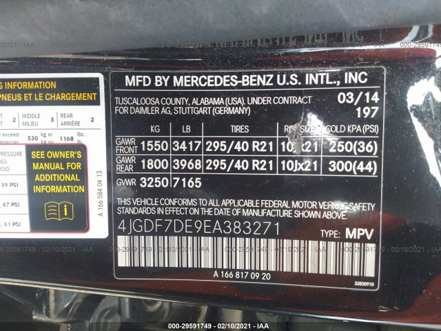 Photo 8 VIN: 4JGDF7DE9EA383271 - MERCEDES-BENZ GL-CLASS 