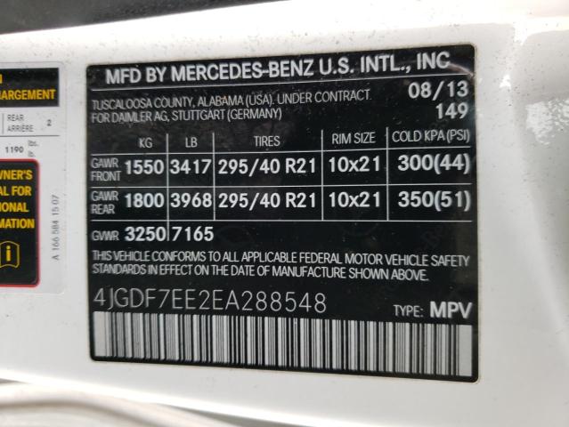 Photo 9 VIN: 4JGDF7EE2EA288548 - MERCEDES-BENZ GL 63 AMG 