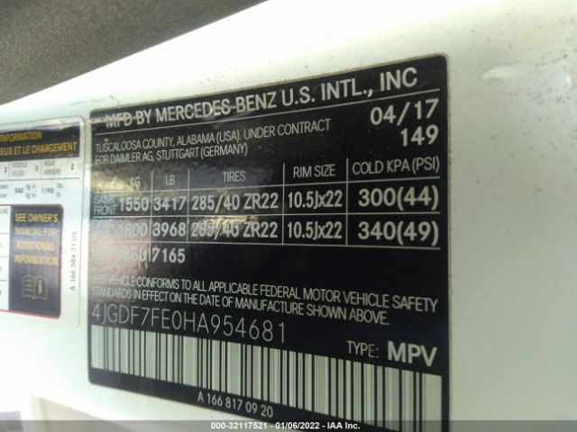 Photo 8 VIN: 4JGDF7FE0HA954681 - MERCEDES-BENZ GLS 