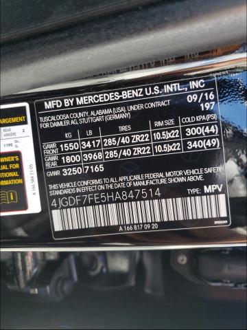 Photo 9 VIN: 4JGDF7FE5HA847514 - MERCEDES-BENZ GLS 63 AMG 