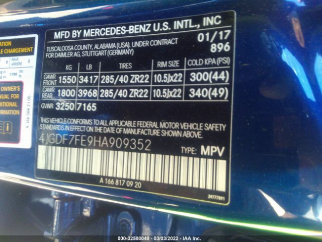 Photo 8 VIN: 4JGDF7FE9HA909352 - MERCEDES-BENZ GLS 