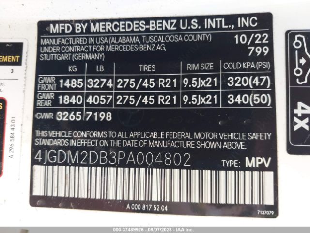 Photo 8 VIN: 4JGDM2DB3PA004802 - MERCEDES-BENZ EQS 