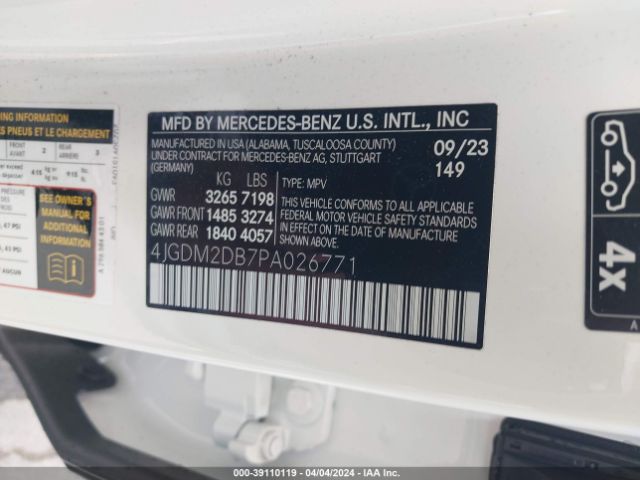 Photo 8 VIN: 4JGDM2DB7PA026771 - MERCEDES-BENZ EQS 450+ SUV 