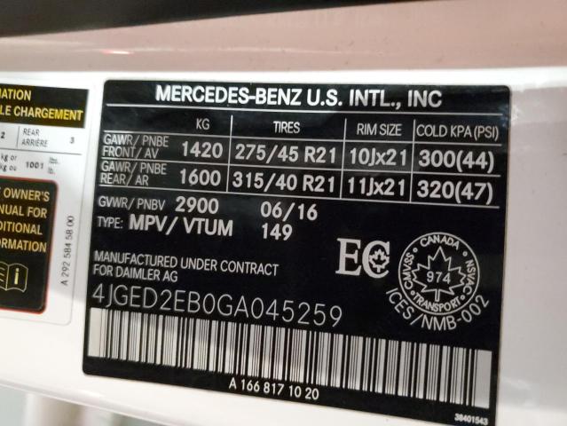 Photo 11 VIN: 4JGED2EB0GA045259 - MERCEDES-BENZ GLE-CLASS 